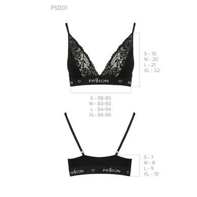 Эластичный топ с кружевом Passion PS001 TOP black S