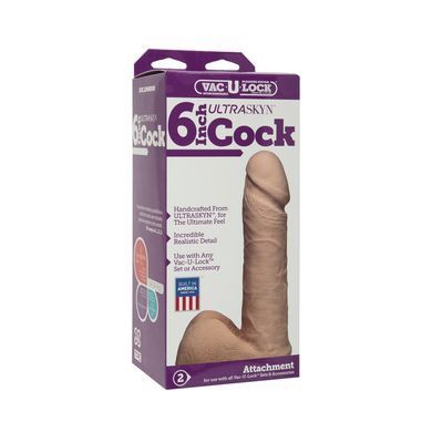 Ділдо для страпона з кібершкіри Doc Johnson Vac-U-Lock White (17,5 см) - фото