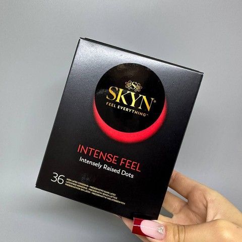 Безлатексні презервативи ребристі SKYN Intense Feel (36 шт) (м'яте паковання) - фото