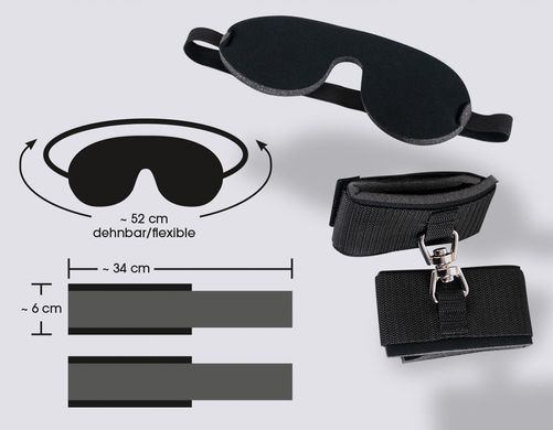 БДСМ комплект Пов'язка на очі+наручники Bad Kitty bondage kit чорний - фото