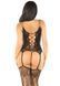 Еротичний комплект Leg Avenue Cami Garter with Stockings and String One Size Black - фото товару