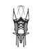 Корсет з трусиками Obsessive Dominna cupless corset & crotchless thong S/M