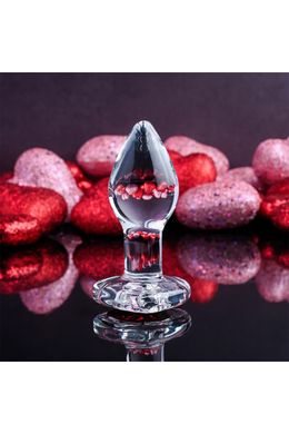 Стеклянная анальная пробка с кристаллом сердце (3,8 см) ADAM ET EVE RED HEART GEM SMALL - фото