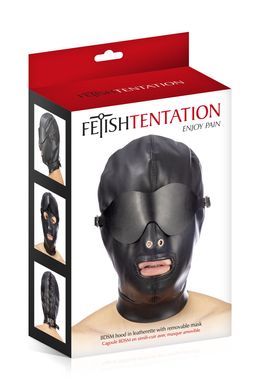 БДСМ маска Fetish Tentation BDSM hood in leatherette чорна