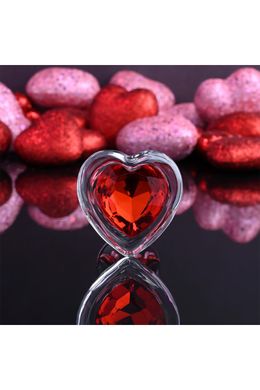 Скляна анальна пробка з кристалом серце (3,8 см) ADAM ET EVE RED HEART GEM SMALL - фото