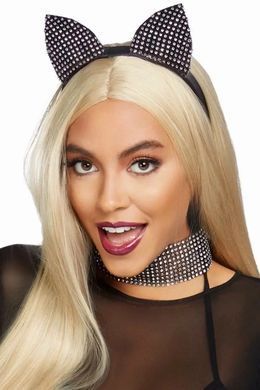 Набор ушки и чокер кошки Leg Avenue Cat ear headband & choker Black