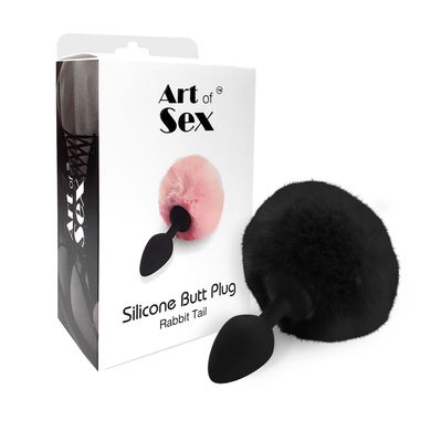 Анальна пробка з хвостиком чорна (3,5 см) М Art of Sex Silicone plug