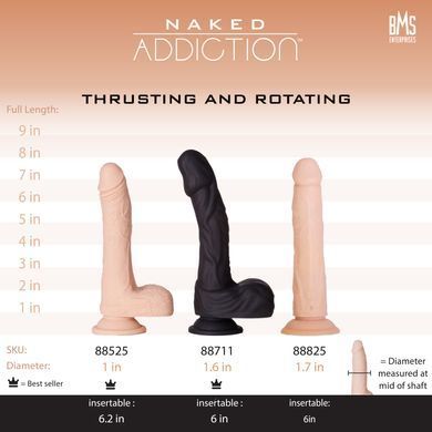 Фалоімітатор з ротацією та пульсацією ADDICTION Naked 8" Rotating & Thrusting Dong Vanilla (20,3см) - фото