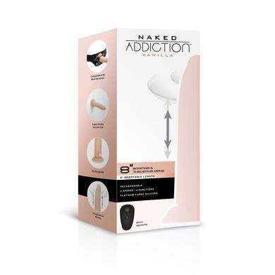 Фалоімітатор з ротацією та пульсацією ADDICTION Naked 8" Rotating & Thrusting Dong Vanilla (20,3см) - фото