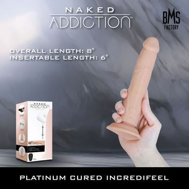 Фалоімітатор з ротацією та пульсацією ADDICTION Naked 8" Rotating & Thrusting Dong Vanilla (20,3см) - фото