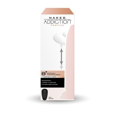 Фалоімітатор з ротацією та пульсацією ADDICTION Naked 8" Rotating & Thrusting Dong Vanilla (20,3см) - фото