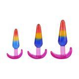 Набір анальних пробок Doc Johnson Crystal Jellies Anal Trainer Set Rainbow 3 шт (2,5 см; 3,2 см; 3,2 см) - фото