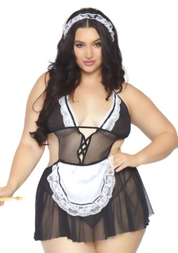 Эротический костюм горничной Leg Avenue French Maid +1X-2X Black/White