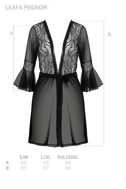 Еротичний пеньюар Passion LEAFA PEIGNOIR black S/M