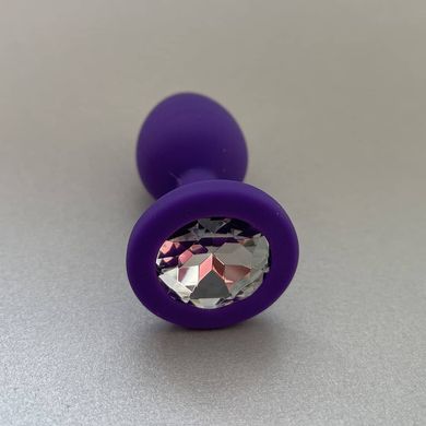 Силіконова анальна пробка фіолетова з білим кристалом (2,8 см) - фото