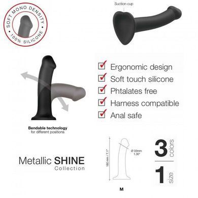 Насадка для страпона Strap-On-Me Mono Density Dildo Violet M (длина 18 см; диаметр 3,3 см) - фото