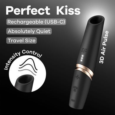 Satisfyer Perfect Kiss вакуумний кліторальний стимулятор у формі помади - фото