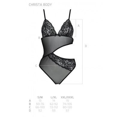 Боді з ажурним ліфом Passion Christa Body black S/M