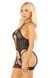 Комплект боди и трусики Leg Avenue Heart Net Cami Garter and String One Size Black - фото товара