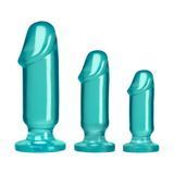 Набір анальних пробок Doc Johnson Crystal Jellies Anal Starter Kit Teal 3 шт (3,2 см; 3,8 см; 5,1 см) - фото