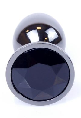 Анальная пробка с кристаллом Boss Dark Silver PLUG Black S (2,7 см) (недостатки лакового покрытия) - фото