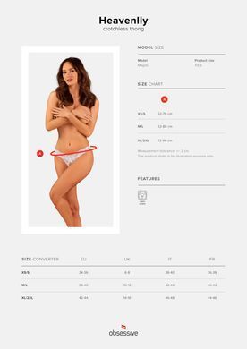 Трусики Obsessive Heavenlly crotchless thong M/L белые
