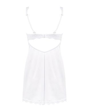 Сорочка та трусики Obsessive Amor Blanco underwire chemise & thong white S/M