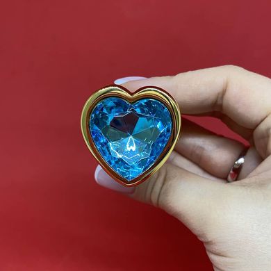 Анальна пробка серце з блакитним кристалом (2,8 см) - фото