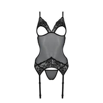 Корсет с подвязками и трусики Passion Christa Corset black S/M