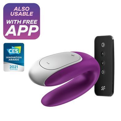 Satisfyer Double Fun - смарт-вібратор для пар з пультом фіолетовий - фото