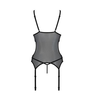 Корсет с подвязками и трусики Passion Christa Corset black S/M