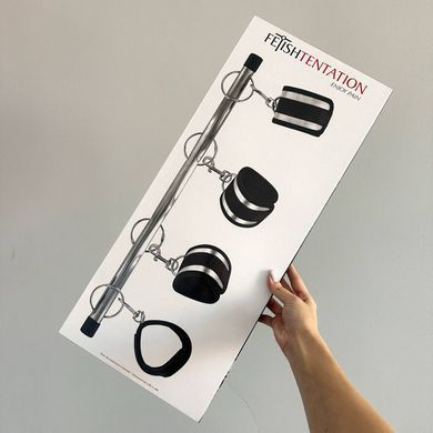 Розпірка для рук і ніг Fetish Tentation Submission bar with 4 cuffs, Чорний
