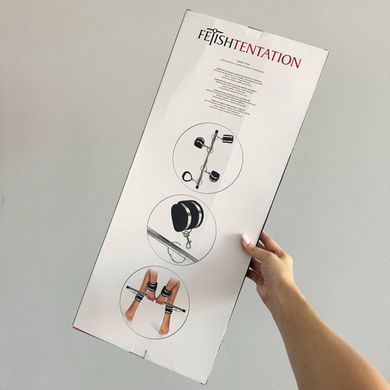 Розпірка для рук і ніг Fetish Tentation Submission bar with 4 cuffs, Чорний