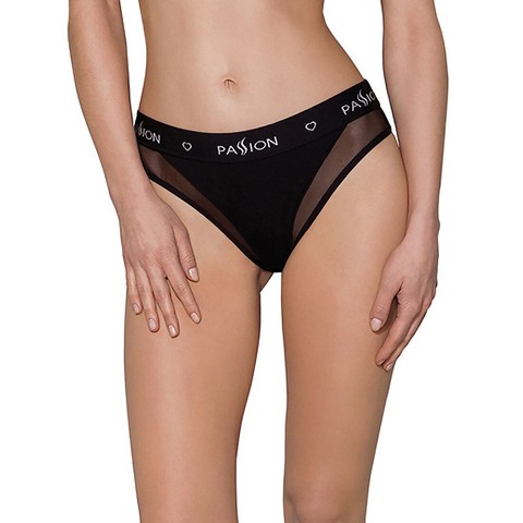 Трусики с прозрачной вставкой Passion PS002 PANTIES black L