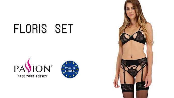Комплект білизни FLORIS SET black Passion Exclusive L/XL - фото