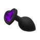 Анальная пробка с камнем Loveshop Black Silicone Heart Purple 3,5см - фото товара