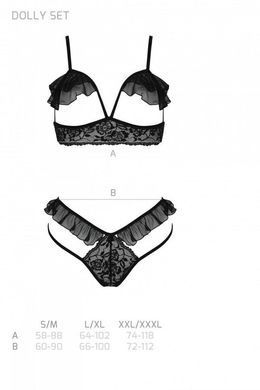 Комплект белья Passion Dolly set with open bra black S/M - фото