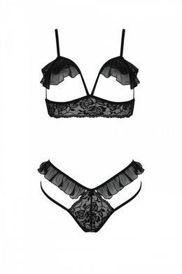 Комплект белья Passion Dolly set with open bra black S/M - фото