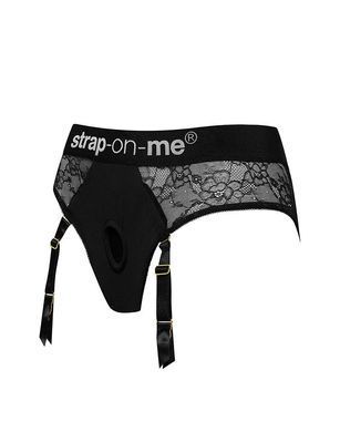Мереживні труси для страпона з пажами Strap-On-Me DIVA HARNESS M - фото