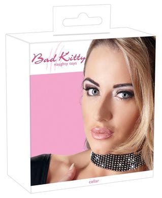 Чокер кожаный со стразами Bad Kitty Choker Black