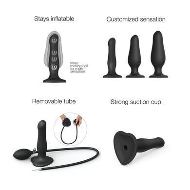 Надувний фалоімітатор Strap-On-Me INFLATABLE DILDO PLUG NOIR чорний - фото