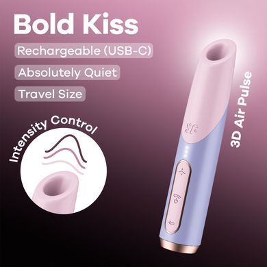 Satisfyer Bold Kiss Violet вакуумний кліторальний стимулятор у формі помади - фото