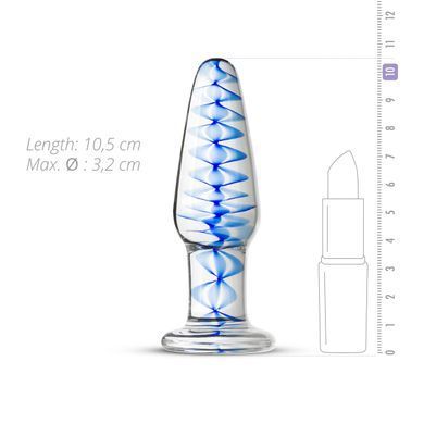 Стеклянная анальная пробка с внутренней спиралью Gildo Glass Buttplug No. 23 3,2 см - фото