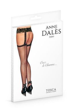 Панчохи з поясом Anne De Ales TOSCA Black, середня сіточка, ззаду стрілки, мереживний пояс Т3 - фото