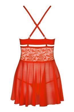 Сорочка та трусики Obsessive 838-BAB-3 babydoll & thong red S/M