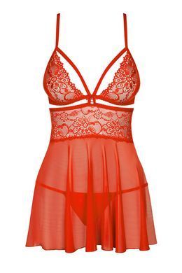 Сорочка та трусики Obsessive 838-BAB-3 babydoll & thong red S/M