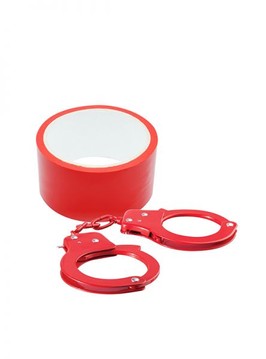 Набір БДСМ Dream toys Bondx Metal Cuffs And Ribbon Red - фото