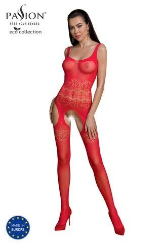 Ажурний бодістокінг з доступом Passion ECO BS005 red - фото