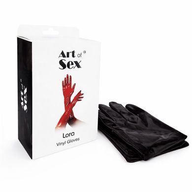 Вінілові рукавички Art of Sex Lora чорні мокрий оксамит S