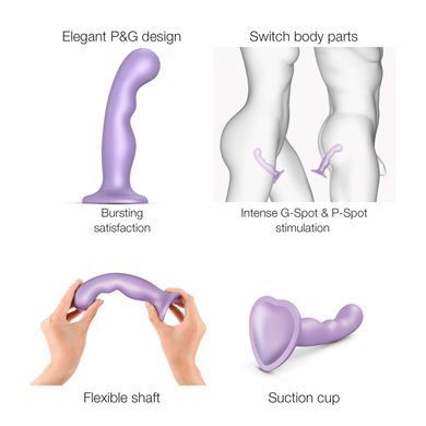 Насадка для страпона Strap-On-Me Dildo Plug P&G Lilas Metallic S (довжина 14 см; діаметр 3,3 см) - фото